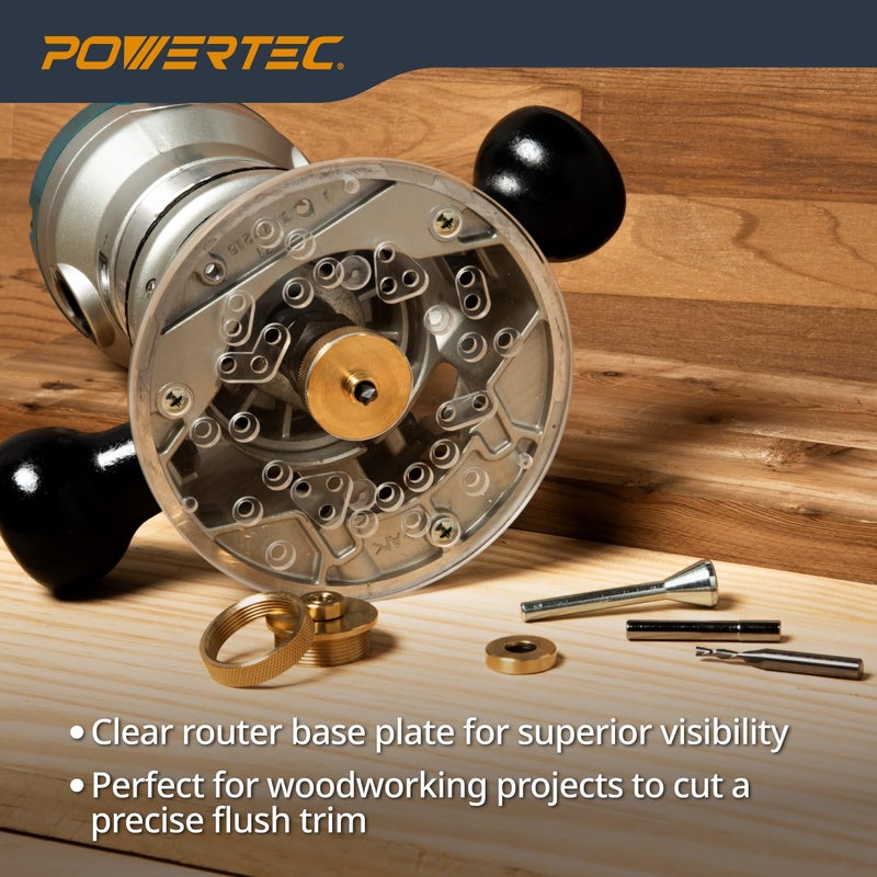 POWERTEC لوحة قاعدة جهاز التوجيه POWERTEC أكريليك 5-3/4" مع براغي وفتحات مسبقة الثقب لجهاز التوجيه المقطعي والغاطس، لوحة جهاز توجيه بوشينغ واضحة، تناسب النماذج المدرجة بوش، ديوالت، ماكيتا، بورتر كابل والمزيد - 71381 - Image 4